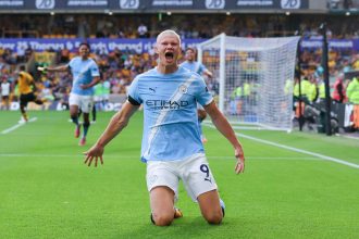 Haaland Double Fires City’s Title Warning at Wolves